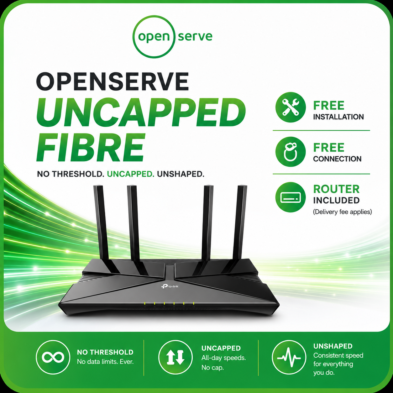 50/50 Mbps Openserve Uncapped Fibre
